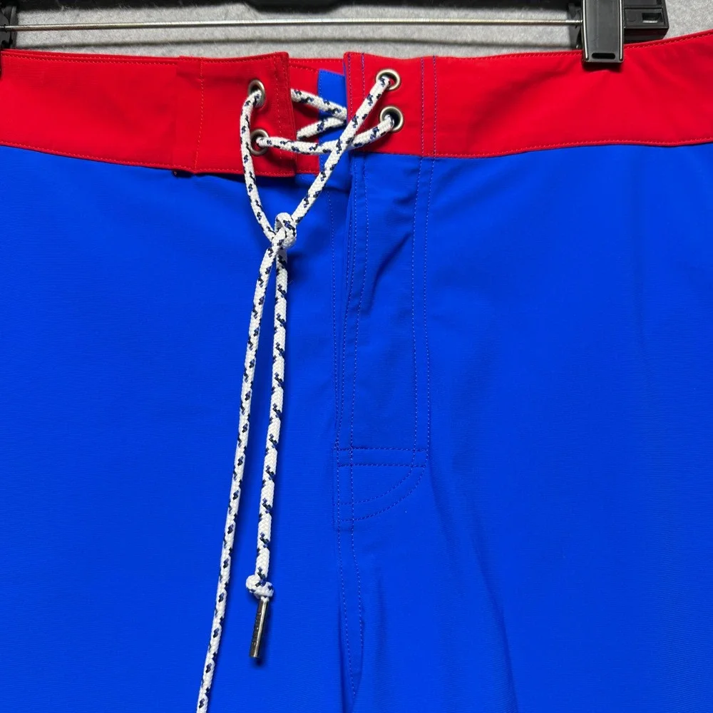 Rhone Mens Blue Red Colorblock Board Shorts Swim Trunks Size 38x7 RN141364